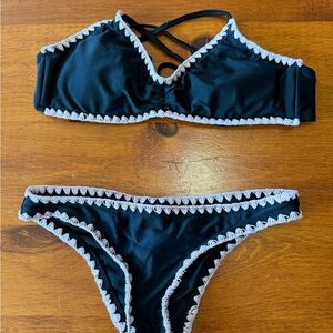 Hula Honey Black Bikini with Pink Trim, Sz M
